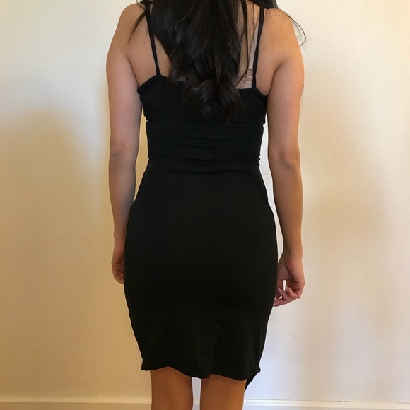 •RESTOCKED• Plunging Asymmetrical Hem Mini Dress - Picture 2 of 7